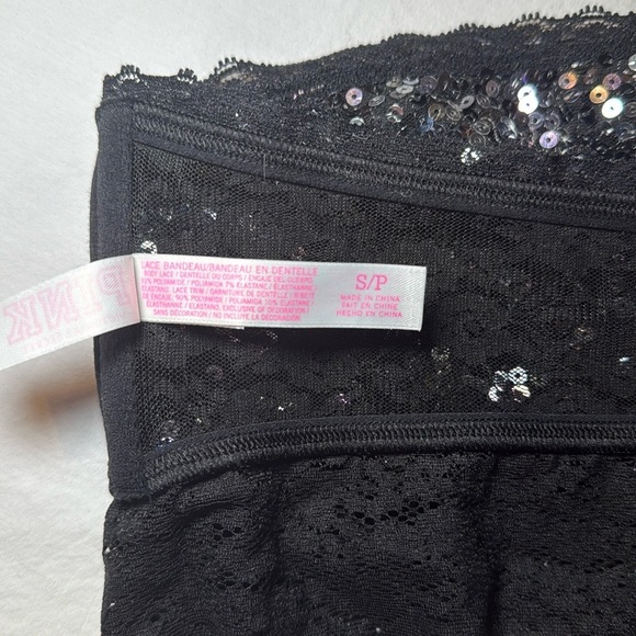 Victoria Secret PINK Women's Black Lace Sequined Bandeau 2013 Size Small NWOT - Picture 6 of 8